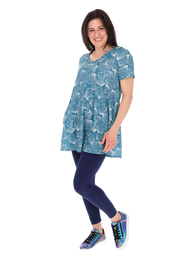 Fifth angle of Brisa Scallop Shell Print Tunic, brisa coastal shell print tunic from Popsy Clothing.