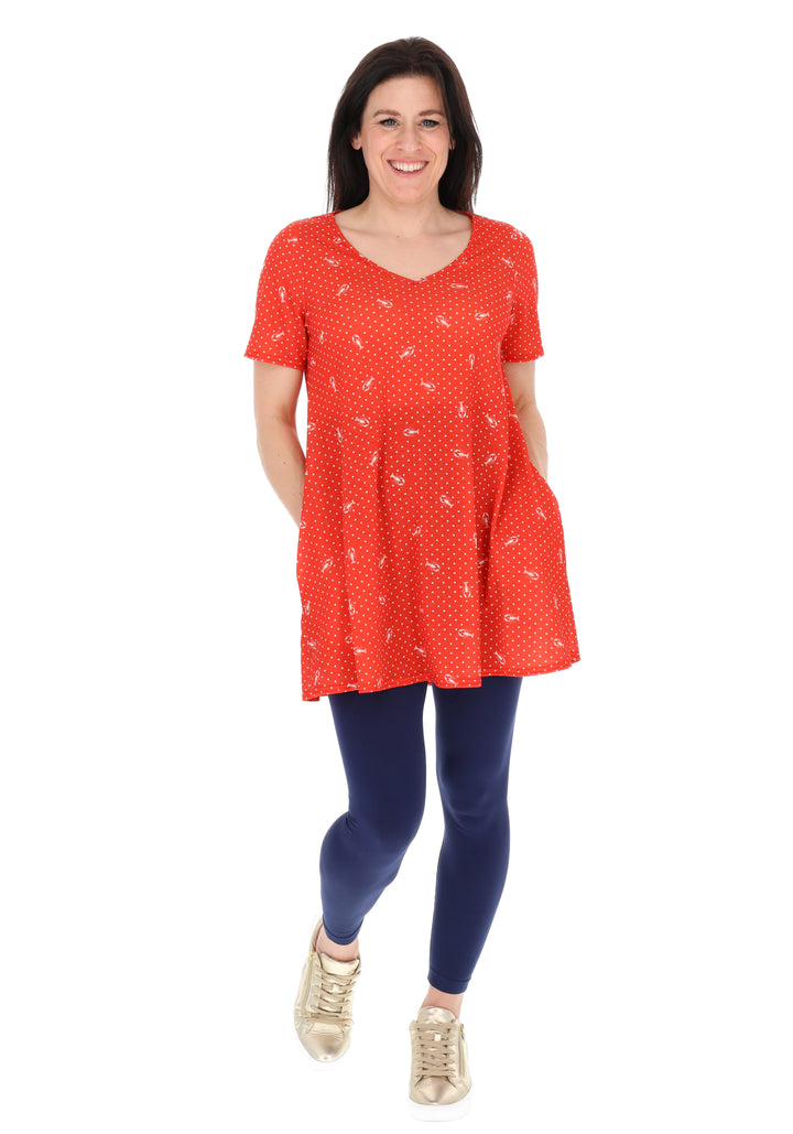 Third angle of Brisa Polka Dot &amp; Lobster Print Tunic