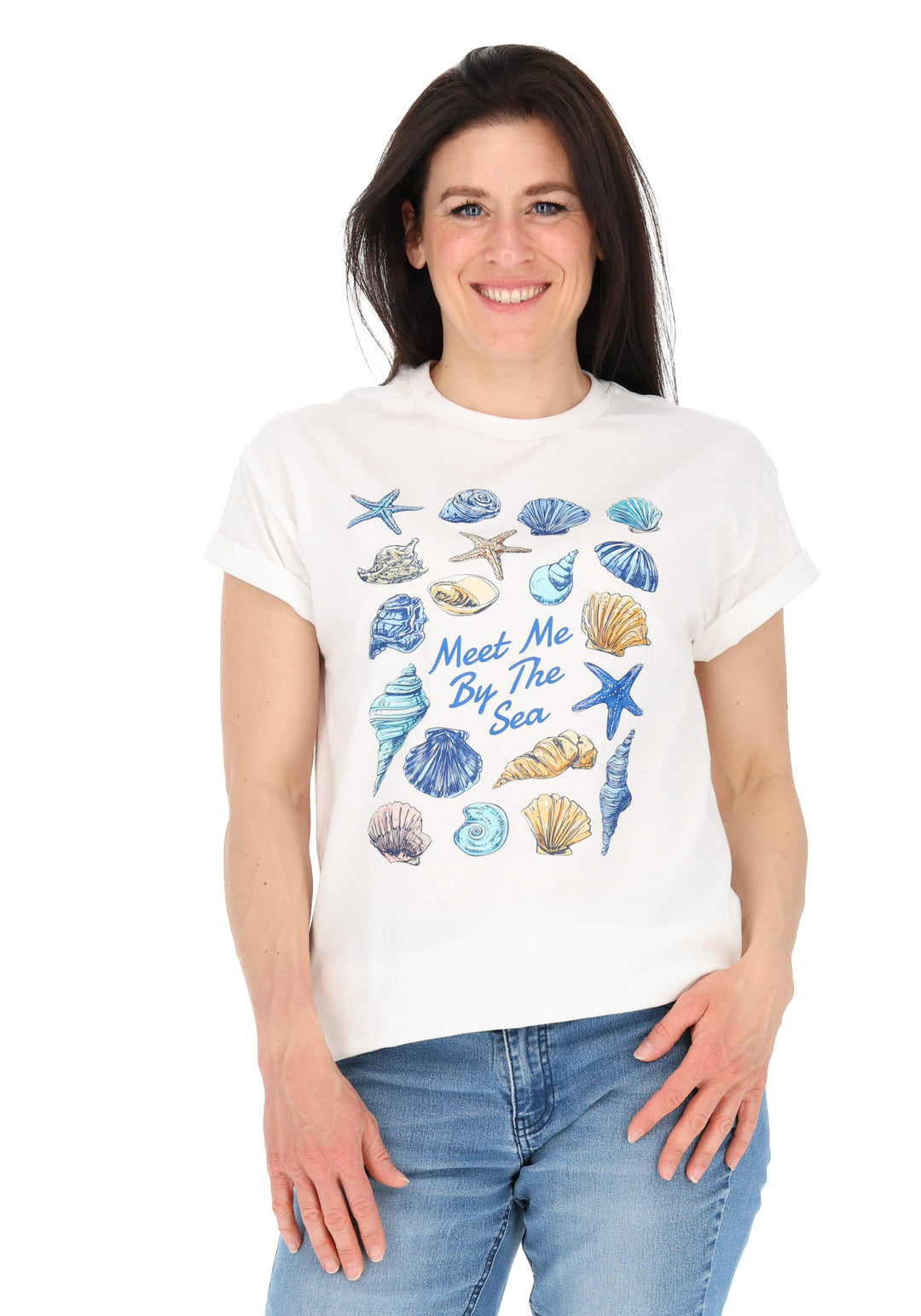 Second angle of Seashell Graphic Print T-Shirt (White)