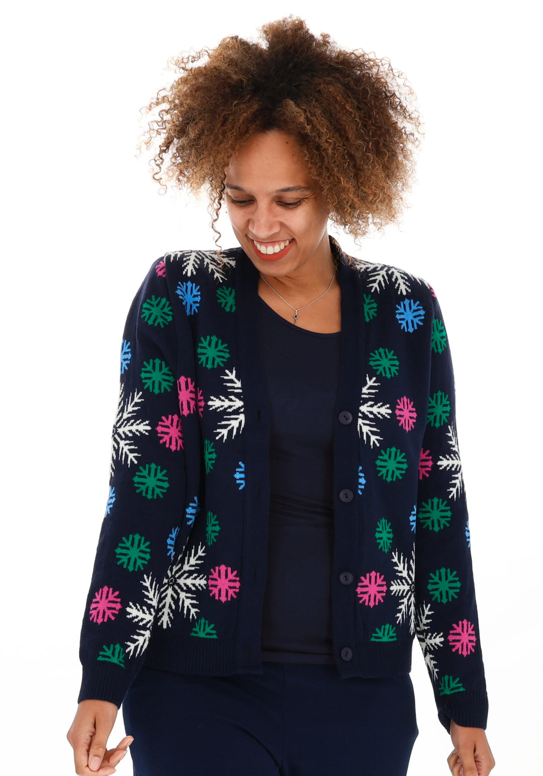 Navy Snowflake Cardigan