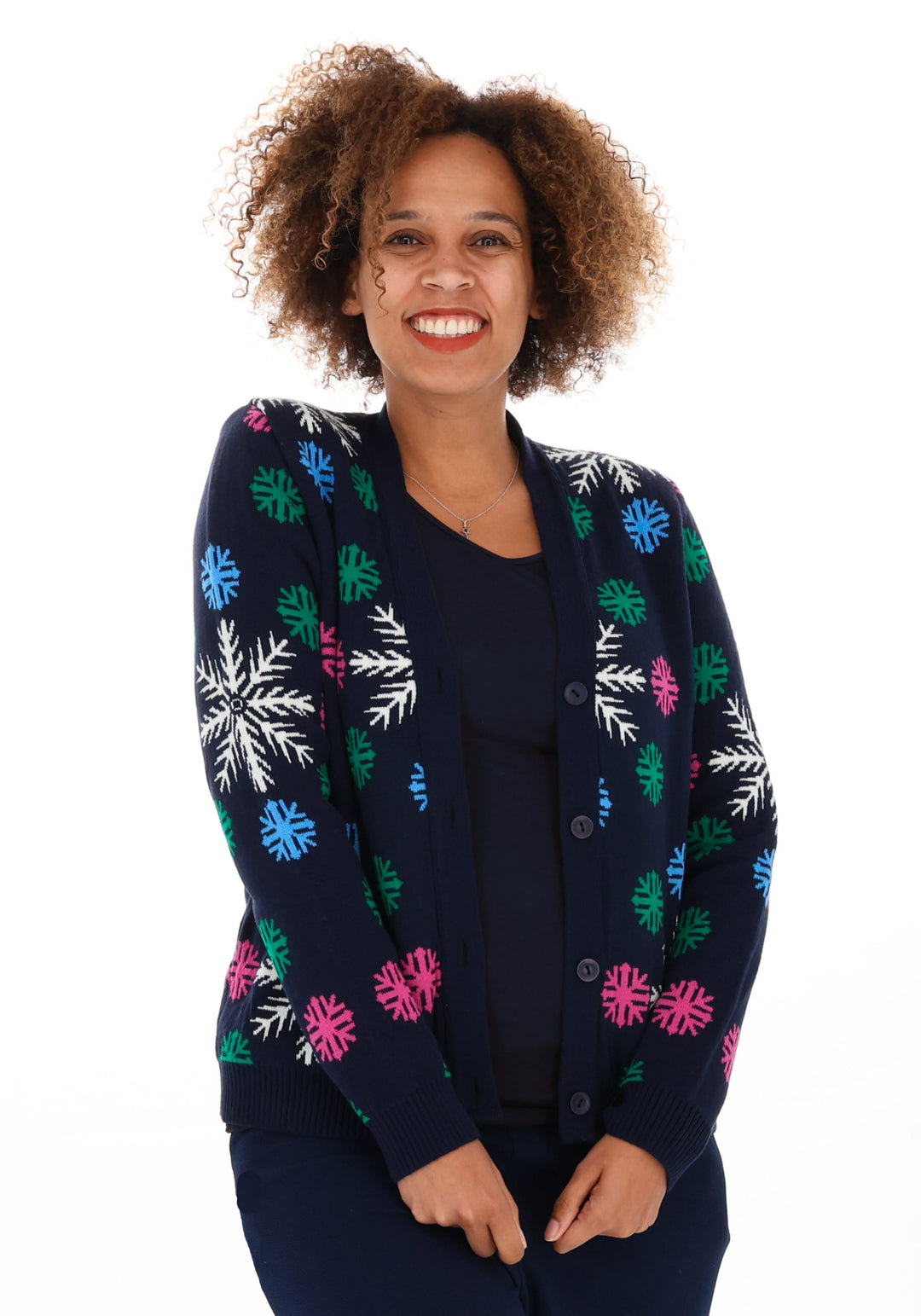 Navy Snowflake Cardigan