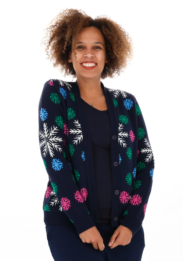 Navy Snowflake Cardigan