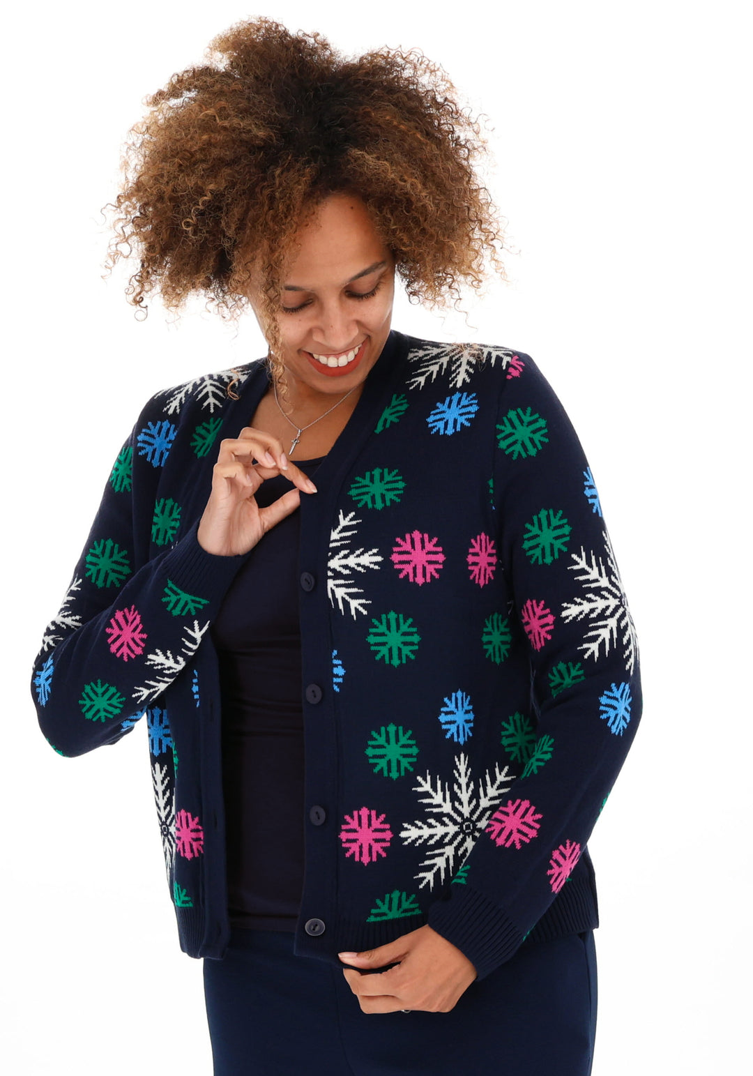 Navy Snowflake Cardigan