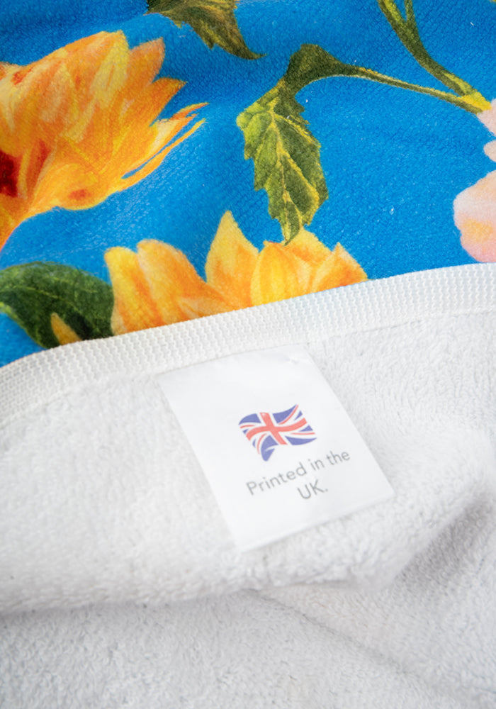 Large Blue Sunflower Print Towel