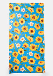 Large Blue Sunflower Print Towel