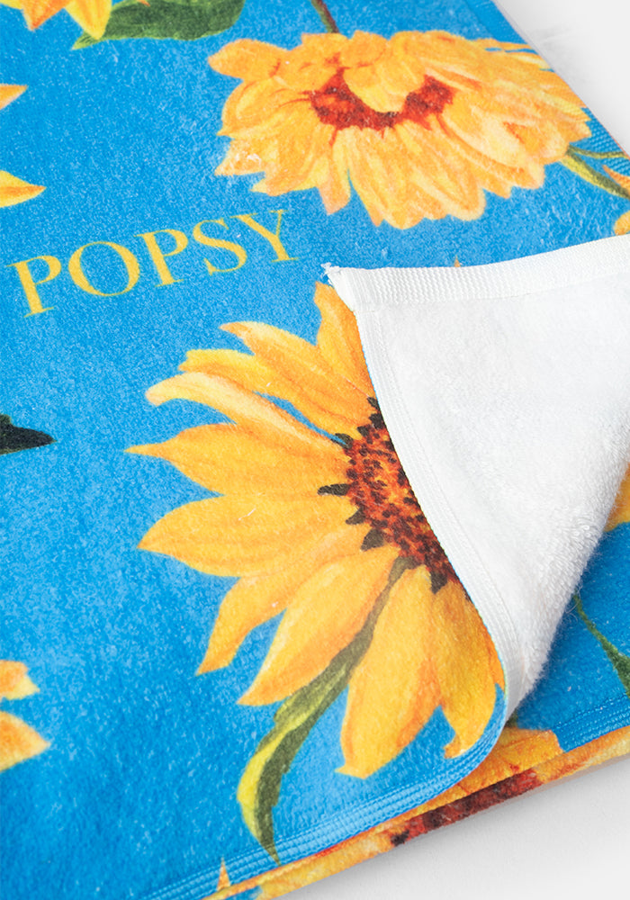 Large Blue Sunflower Print Towel