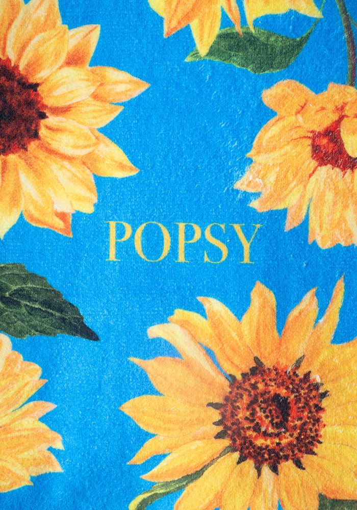 Large Blue Sunflower Print Towel