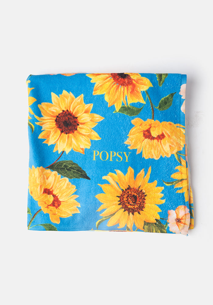 Large Blue Sunflower Print Towel