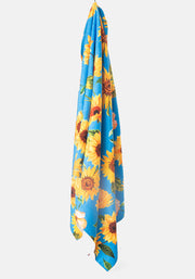 Large Blue Sunflower Print Towel