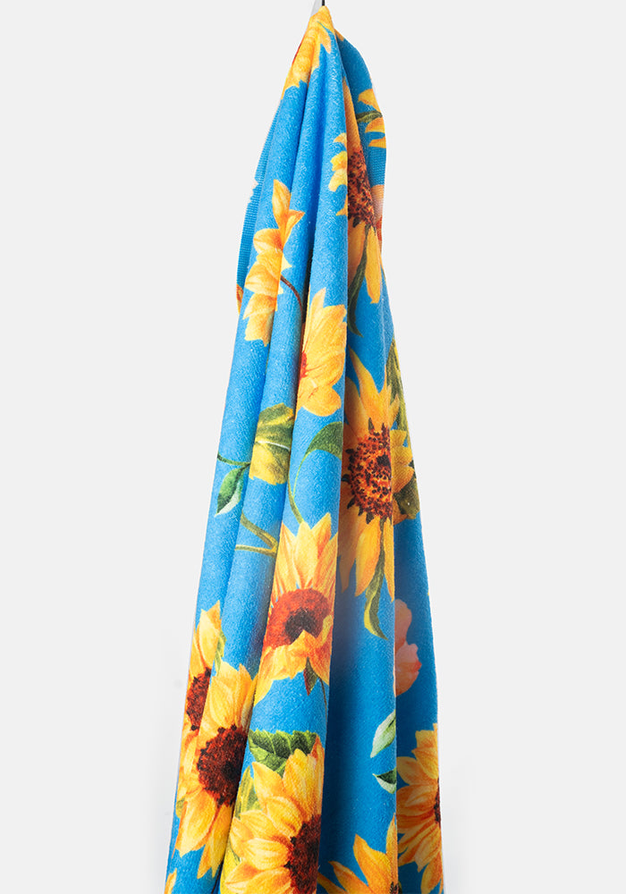 Large Blue Sunflower Print Towel