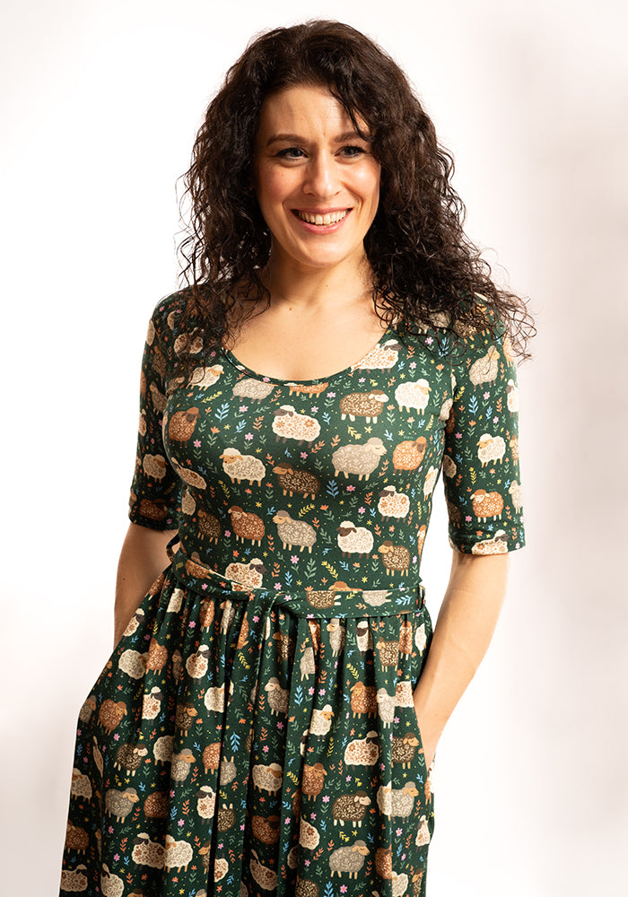 Sixth angle of Sacha Sheep Print Cotton Dress