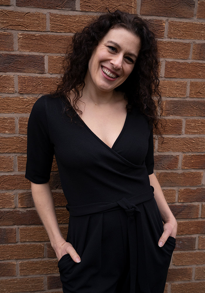 Seventh angle of Sade Plain Black Full Length Jumpsuit
