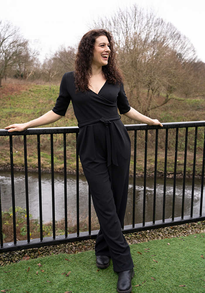 Fifth angle of Sade Plain Black Full Length Jumpsuit