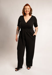 Sade Plain Black Full Length Jumpsuit