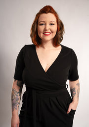 Sade Plain Black Full Length Jumpsuit