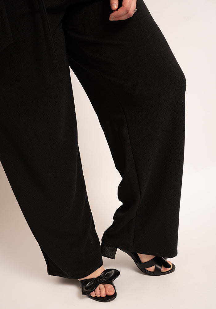 Second angle of Sade Plain Black Full Length Jumpsuit