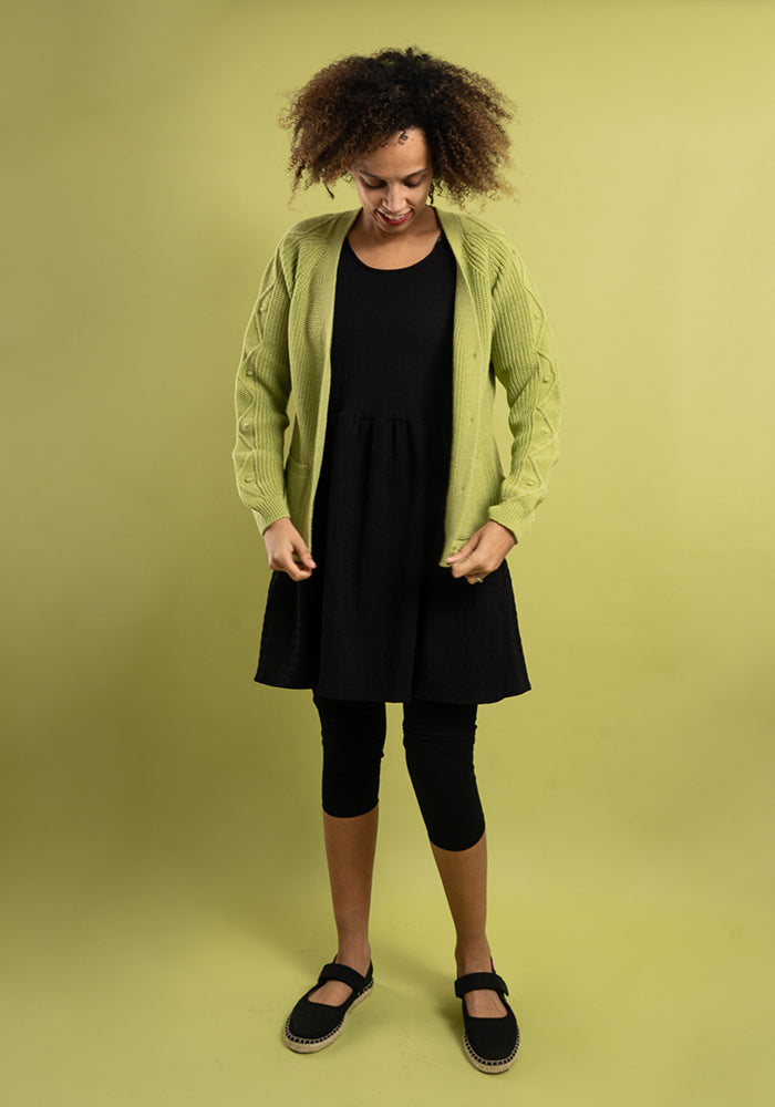 Sage Green Cable Sleeve Cardigan