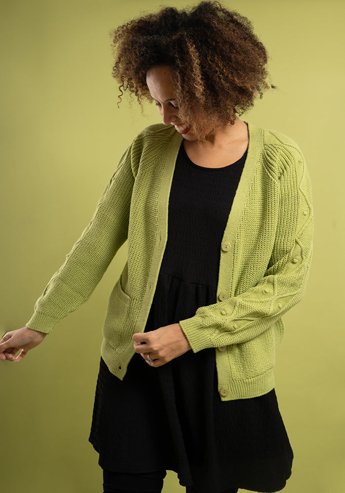 Sage Green Cable Sleeve Cardigan