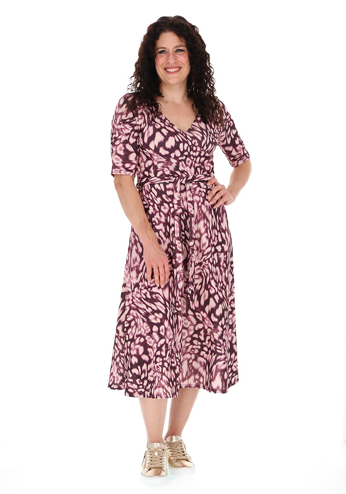 Sammie Mulberry Animal Skin Print Midi Dress
