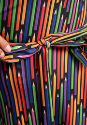 Sandra Colourful Pencils Print Midi Dress