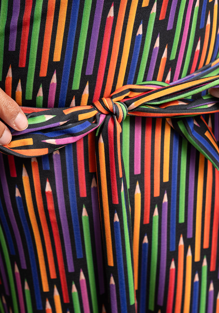 Sandra Colourful Pencils Print Midi Dress