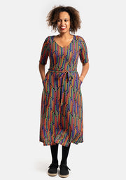 Sandra Colourful Pencils Print Midi Dress