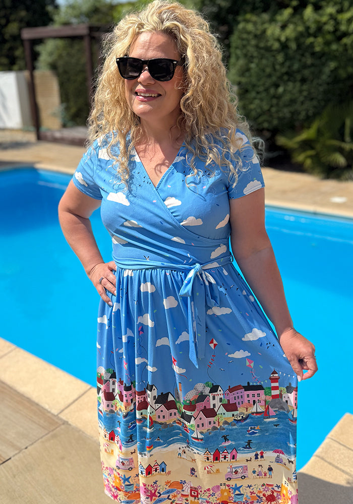 Fourth angle of Sandy Cornish Scene Border Print Midi Dress