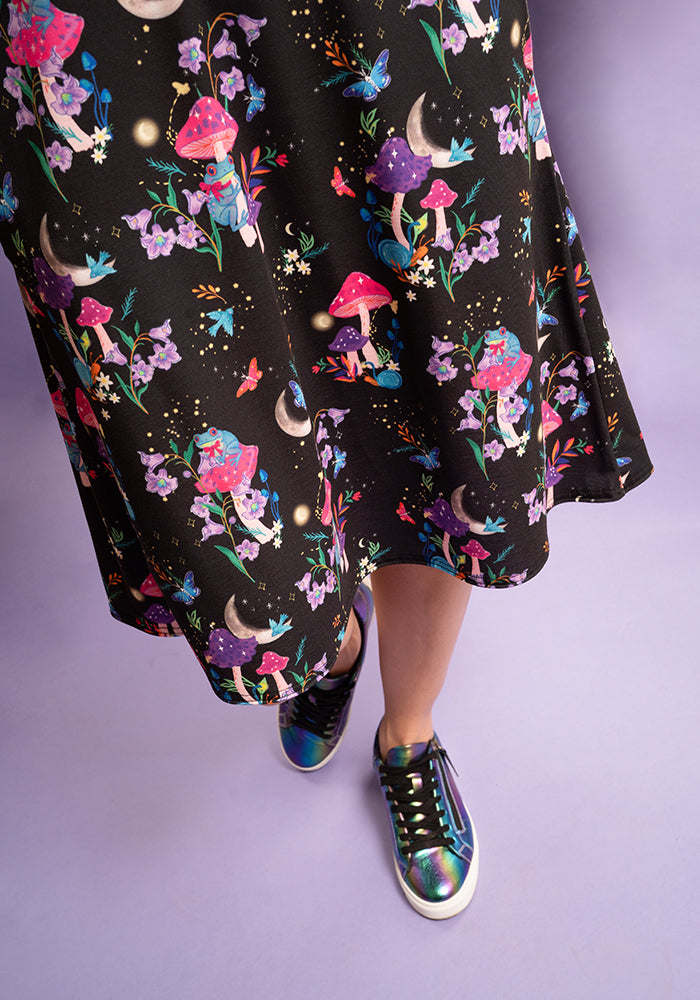 Third angle of Sanna Botanical Frog Print Jersey Dress