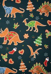 Santasaurus Green Gingerbread Dinosaur Print Dress