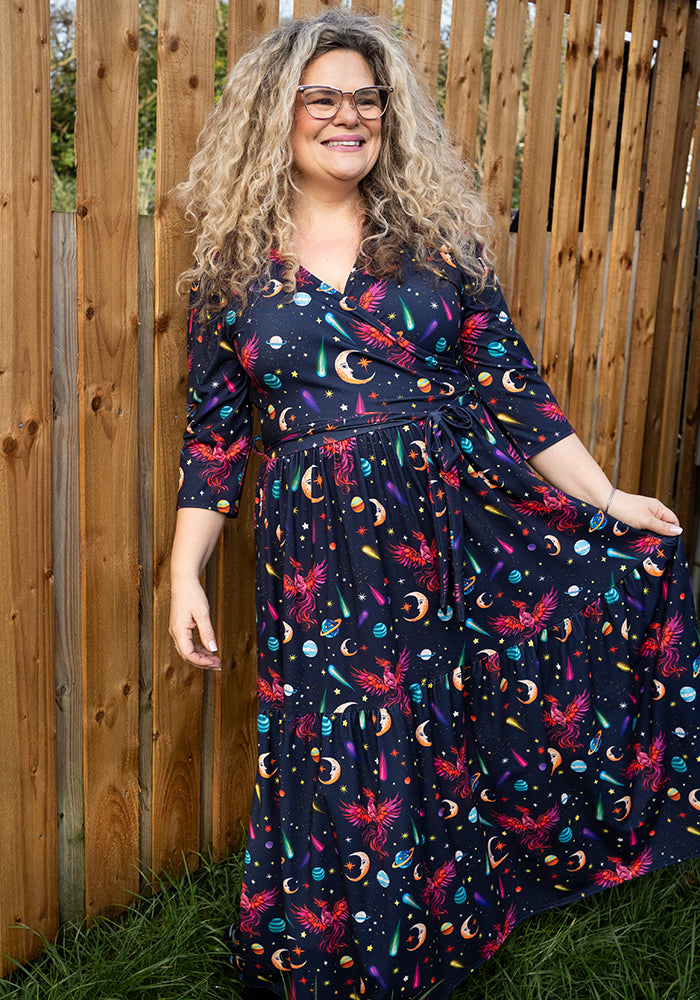 Fifth angle of Saphira Mystical Phoenix Print Midaxi Dress