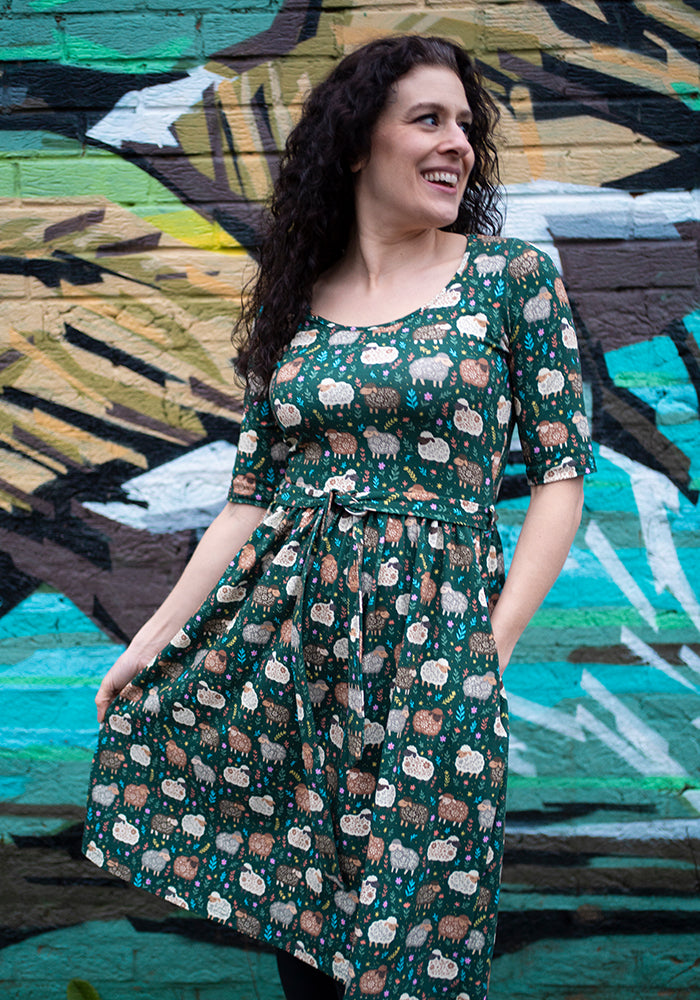 Fourth angle of Sacha Sheep Print Cotton Dress