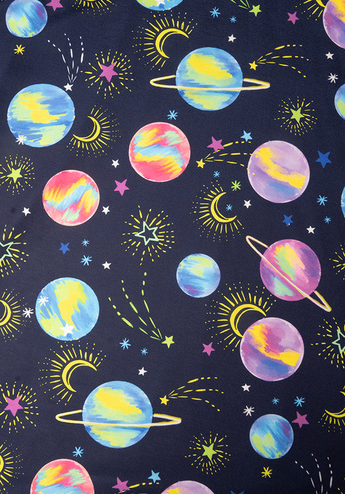 Saturn Planets Print Full Skirt Dress
