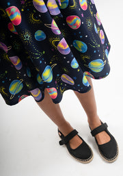 Saturn Planets Print Full Skirt Dress