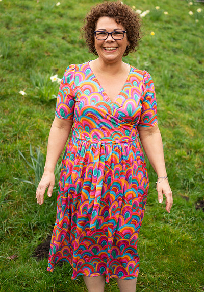 Savannah Colourful Rainbow Print Midi Dress