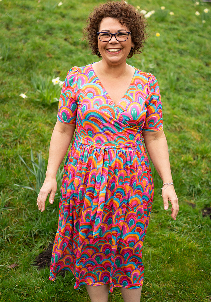 Savannah Colourful Rainbow Print Midi Dress