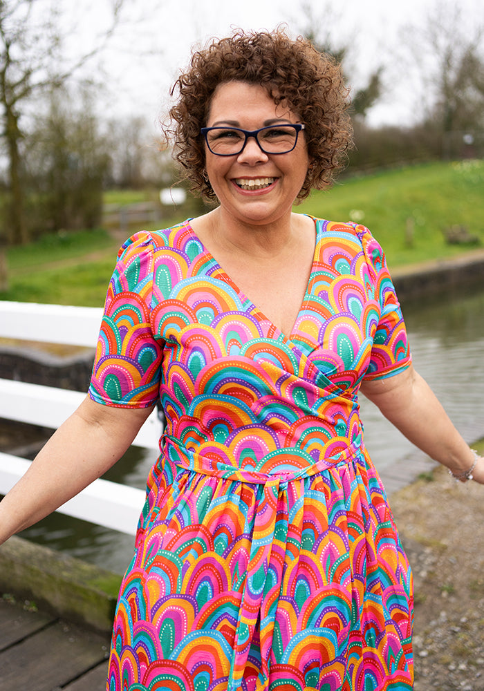Savannah Colourful Rainbow Print Midi Dress