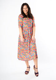 Savannah Colourful Rainbow Print Midi Dress