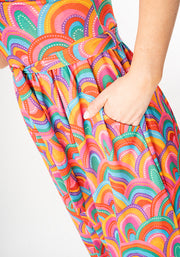 Savannah Colourful Rainbow Print Midi Dress