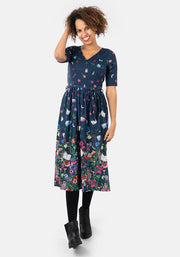 Savant Book Border Print Midi Dress