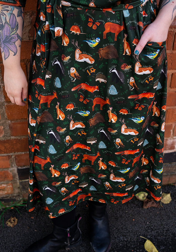 Saxon Wildlife Print Midi Dress