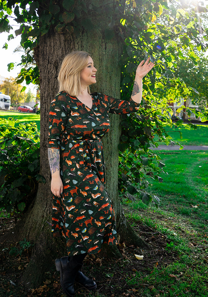 Saxon Wildlife Print Midi Dress