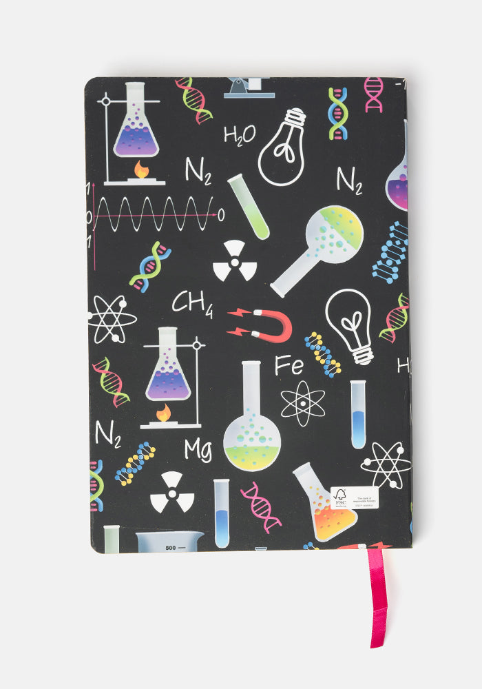 Sixth angle of Cute Science Print Notebook - Colourful Quirky Journal Print