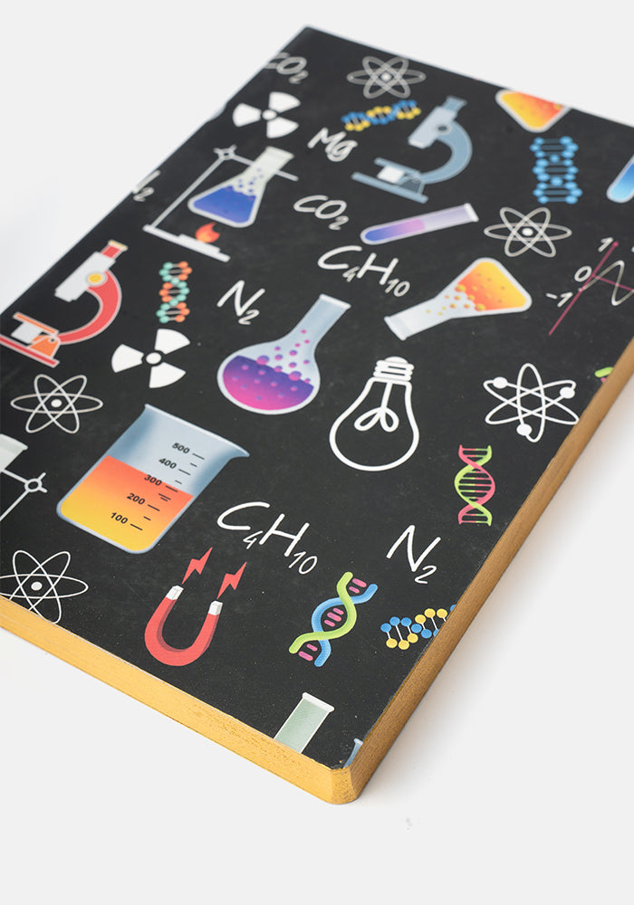 Second angle of Cute Science Print Notebook - Colourful Quirky Journal Print