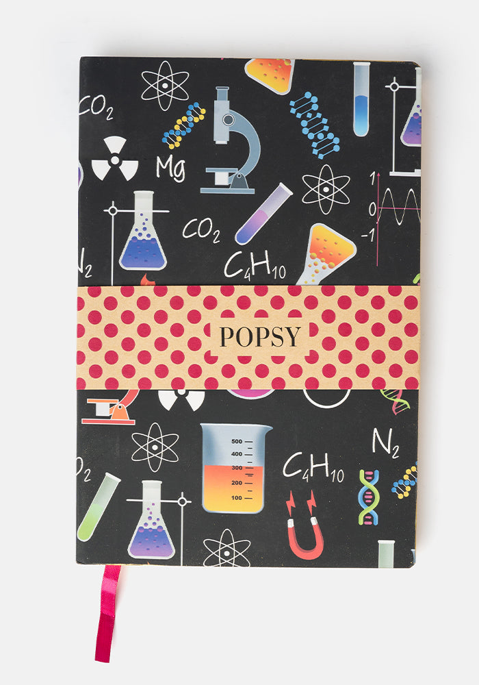 Fourth angle of Cute Science Print Notebook - Colourful Quirky Journal Print