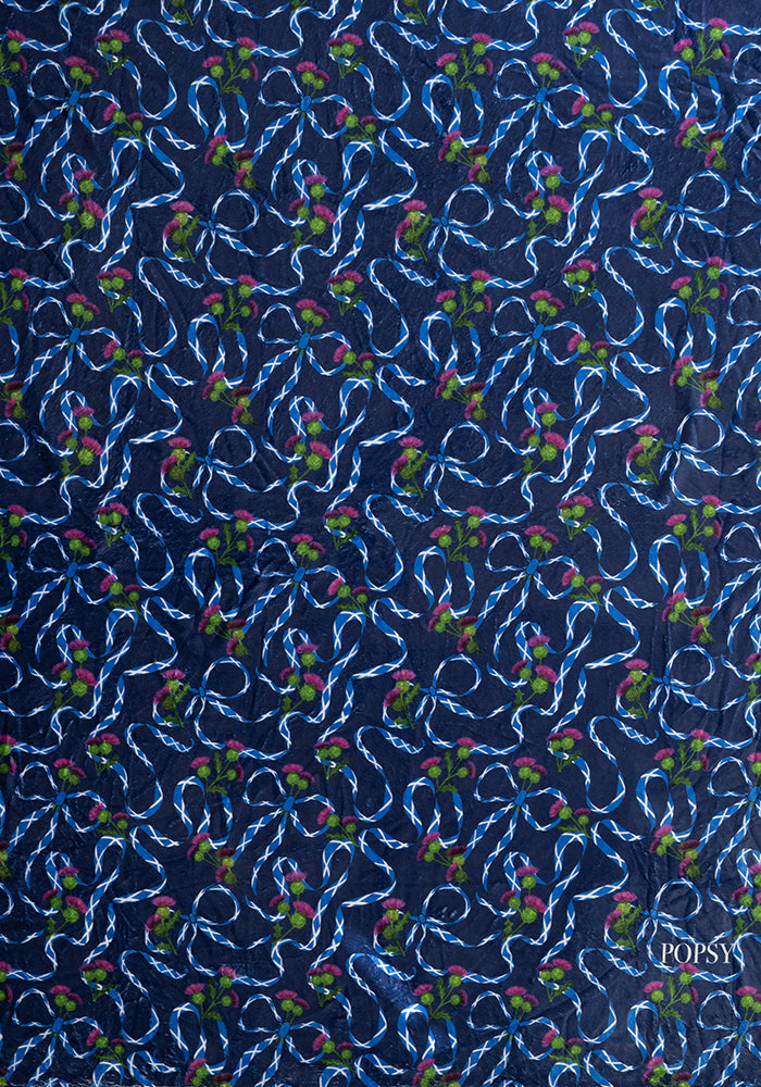Second angle of Scotland Navy Print Plush Throw Blanket (Pop-Under), navy Plush Blanket from Popsy Clothing.