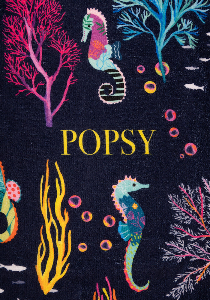 Second angle of Seahorse &amp; Coral Print Large Towel