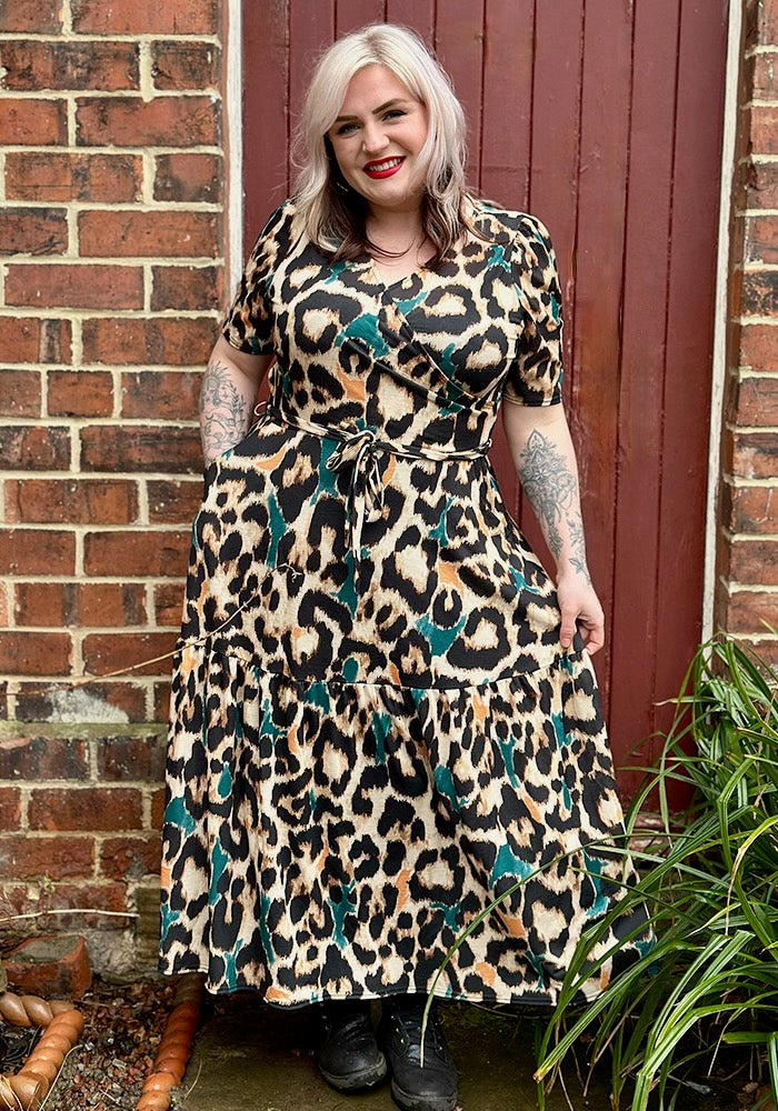 Third angle of Sereena Large Scale Animal Print Midaxi Dress