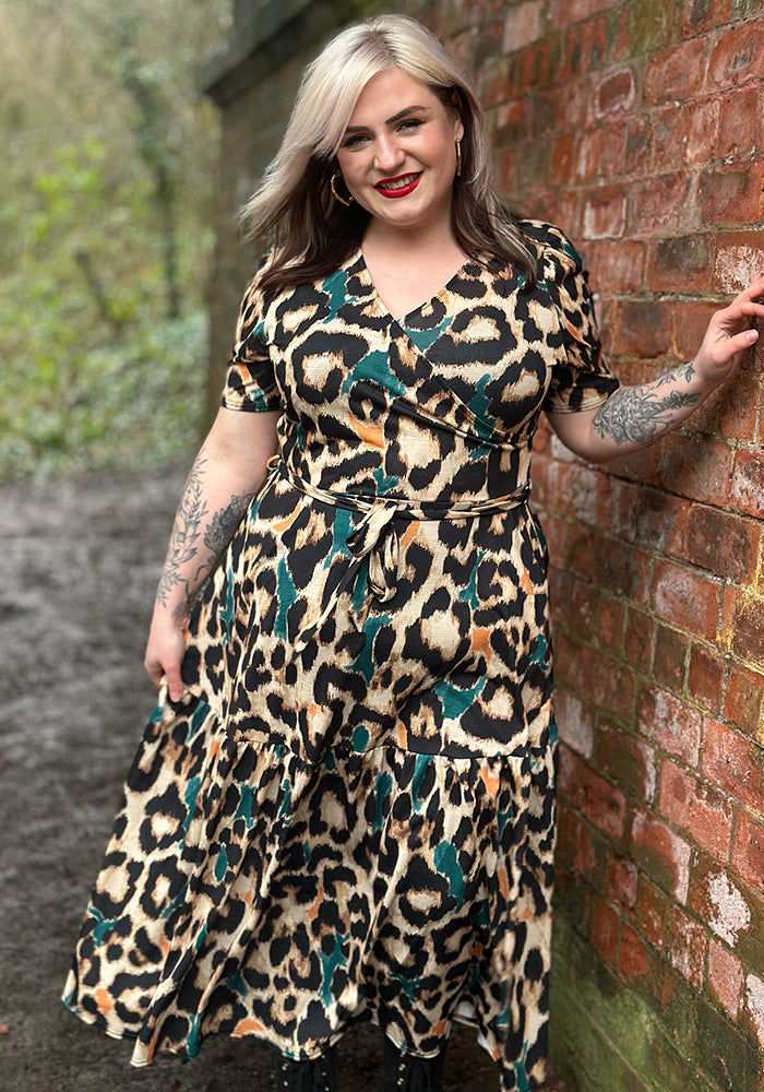 Eighth angle of Sereena Large Scale Animal Print Midaxi Dress