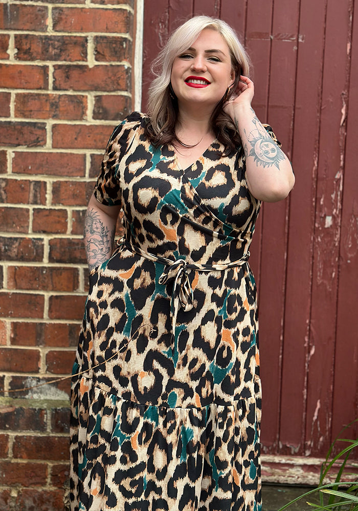 Eleventh angle of Sereena Large Scale Animal Print Midaxi Dress