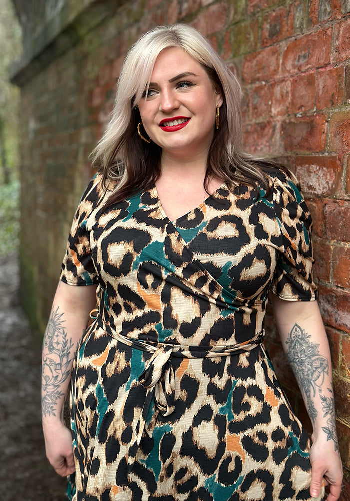 Tenth angle of Sereena Large Scale Animal Print Midaxi Dress